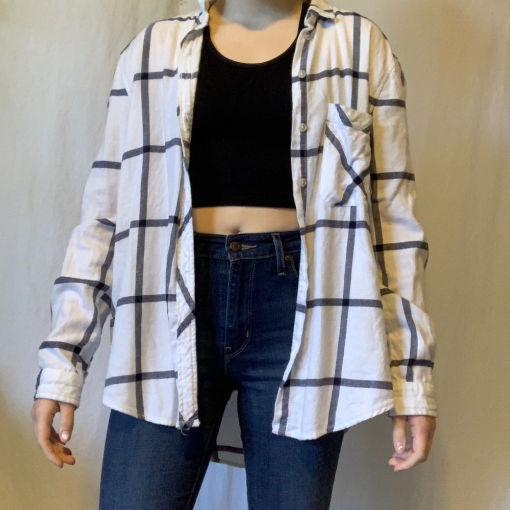 Urban Outfitters White Button up Flannel